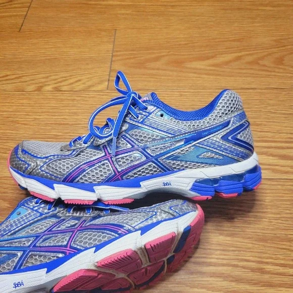 Asics Women's GT-1000 Running Sneakers Size 8.5 Silver/Blue/Pink - Picture 4 of 11